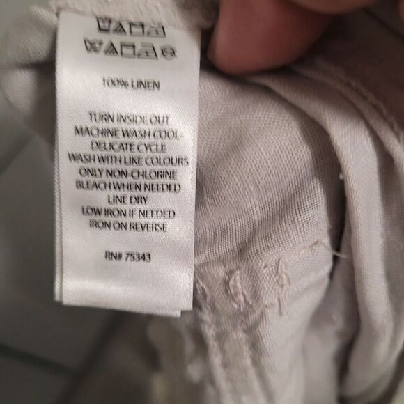 Nicole Miller Womens 100% Linen Pants Size‎ L Tan Straight Leg Summer Beachy - Picture 9 of 9